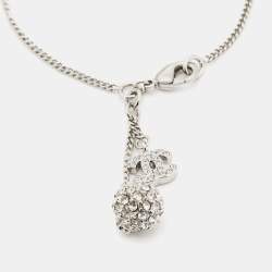 Pre Owned Chanel Silver Tone CC Crystal Charm Chain Bracelet 