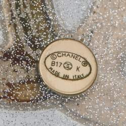 Pre Owned Chanel Gold Tone CC Glitter Resin Cuff Bracelet