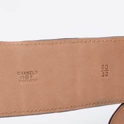 Pre Owned Chanel Black Leather CC Wide Waist Belt 80CM