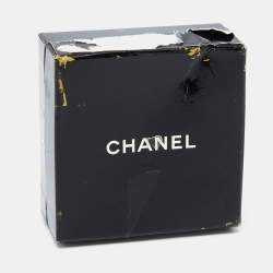 Pre Owned Chanel Vintage Gold Tone Quilt Pattern Detachable Hoop Earrings