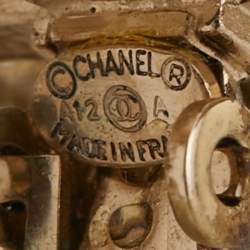 مملوكة مسبقًا Chanel Pale Gold Tone Crystal CC Drop Earrings