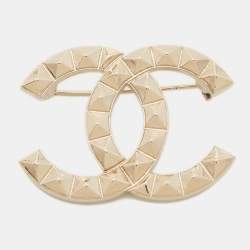 Pre Owned Chanel Gold Tone Pyramid Stud Pin Brooch