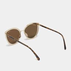 Pre Owned Chanel Gold 422 Mirrored Cat Eye Sunglasses