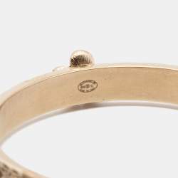 Pre Owned Chanel CC Floral Faux Pearl Gold Tone Bangle Bracelet