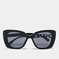 CHANEL Acetate Strass Polarized Square Sunglasses 5422-B-A Black