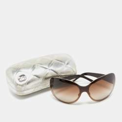 Pre Owned Chanel Brown Quilted 4159 Oval Sunglasses