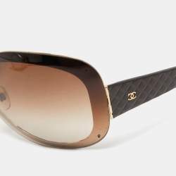 Pre Owned Chanel Brown Quilted 4159 Oval Sunglasses