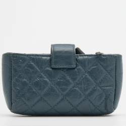 Pre Owned Chanel Blue Quilted Leather Reissue CC Phone Pouch