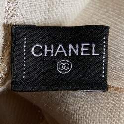 Chanel Beige Logo Embroidered Cashmere Scarf