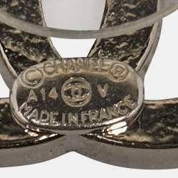 Pre Owned Chanel CC Crystal Silver Tone Earrings