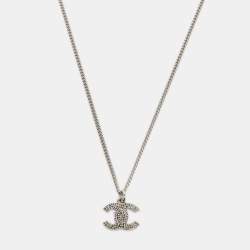 Pre Owned Chanel CC Crystals Silver Tone Necklace