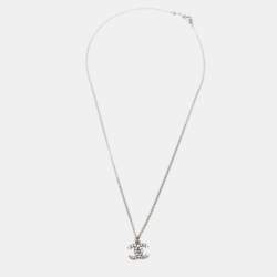 Pre Owned Chanel CC Crystals Silver Tone Necklace