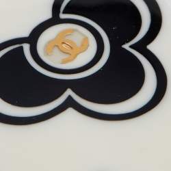 Pre Owned Chanel Monochrome Leaf Enamel Rectangle Pendant 