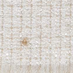 Pre Owned Chanel Ecru Fantasy Tweed Cosmopolite Fringed Scarf