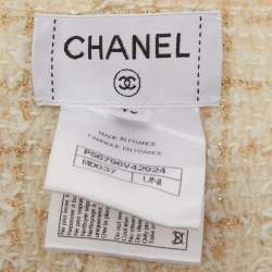 Pre Owned Chanel Ecru Fantasy Tweed Cosmopolite Fringed Scarf