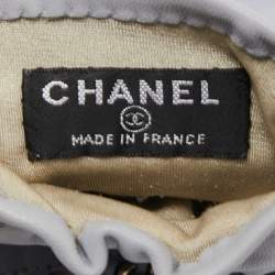 Pre Owned Chanel Light Blue Leather CC Chain Gloves Size 8