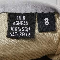 Pre Owned Chanel Light Blue Leather CC Chain Gloves Size 8