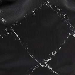 Chanel Black/White Quilted Print Nylon Travel Line Drawstring Pouch