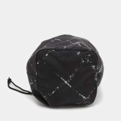 Chanel Black/White Quilted Print Nylon Travel Line Drawstring Pouch