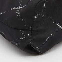 Chanel Black/White Quilted Print Nylon Travel Line Drawstring Pouch
