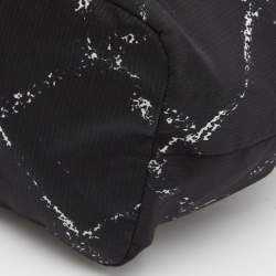 Chanel Black/White Quilted Print Nylon Travel Line Drawstring Pouch