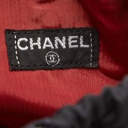 Chanel Black/White Quilted Print Nylon Travel Line Drawstring Pouch