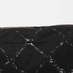 Chanel Black/White Quilted Print Nylon Travel Ligne Cosmetic Pouch