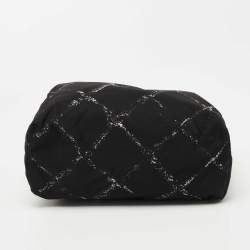Chanel Black/White Quilted Print Nylon Travel Ligne Cosmetic Pouch