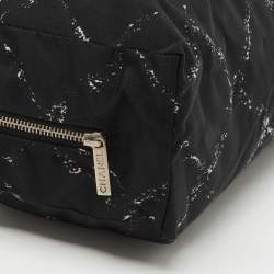 Chanel Black/White Quilted Print Nylon Travel Ligne Cosmetic Pouch