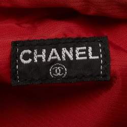 Pre Owned Chanel Black/White Quilted Print Nylon Travel Ligne Cosmetic Pouch