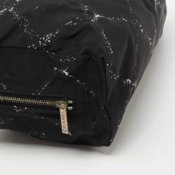 Pre Owned Chanel Black/White Quilted Print Nylon Travel Ligne Cosmetic Pouch