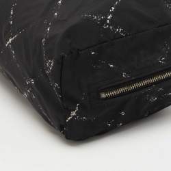 Pre Owned Chanel Black/White Quilted Print Nylon Travel Ligne Cosmetic Pouch