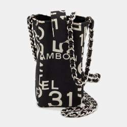 CHANEL Canvas 31 Rue Cambon Phone Holder Black 1259558