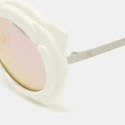 Pre Owned Chanel White 71198 Camellia Round Sunglasses