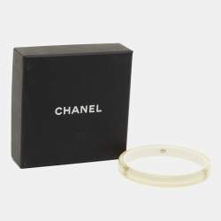 Chanel CC White Resin Bangle Bracelet