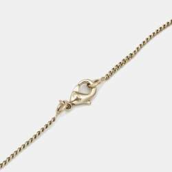 Pre Owned Chanel Coco Heart Enamel Faux Pearl Gold Tone Necklace 