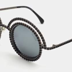 Chanel Black 9521-H Pearl Round Polarized Sunglasses