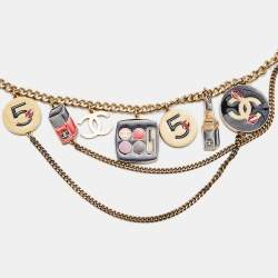 Chanel Gold Tone Enamel Makeup Charm Chain Belt