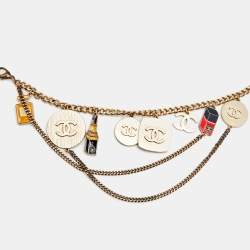 Chanel Gold Tone Enamel Makeup Charm Chain Belt