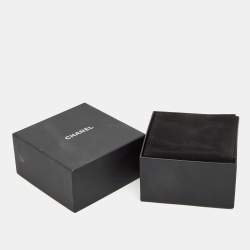Chanel CC Leather Gold Tone Wide Cuff Bracelet