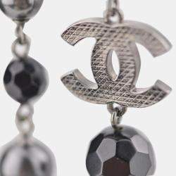 Pre Owned Chanel 2012 CC Black Beads Long Chain Necklace