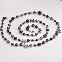 Pre Owned Chanel 2012 CC Black Beads Long Chain Necklace