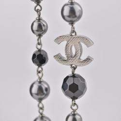 Pre Owned Chanel 2012 CC Black Beads Long Chain Necklace