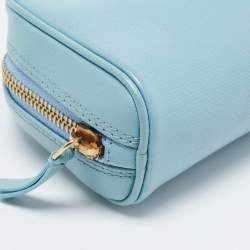 Pre Owned Chanel Light Blue Leather CC Cosmetic Pouch
