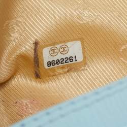 Pre Owned Chanel Light Blue Leather CC Cosmetic Pouch