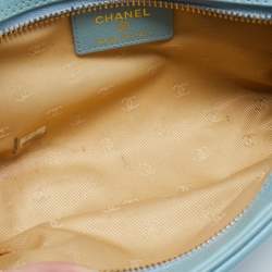 Pre Owned Chanel Light Blue Leather CC Cosmetic Pouch