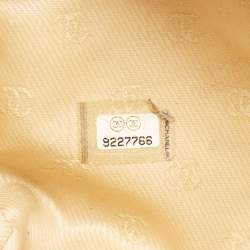 Pre Owned Chanel Beige Leather Zip Cosmetic Pouch