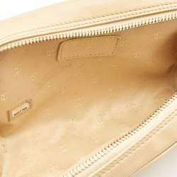 Chanel Beige Leather Zip Cosmetic Pouch