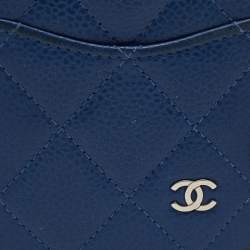 Pre Owned Chanel Blue Quilted Leather CC iphone 11 Pro Cover
