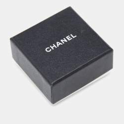 Chanel CC Black Bead Gunmetal Tone Drop Earrings
